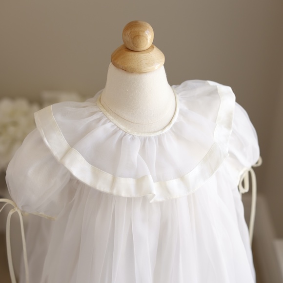RARE Strasburg Dress Heirloom White Organza Ivory Satin Trim FLOWER GIRL NWT - Picture 2 of 5